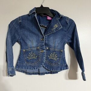 Disney Kids Embroidered Princess Denim Jean Jacket Size 6-6x 90s Y2K